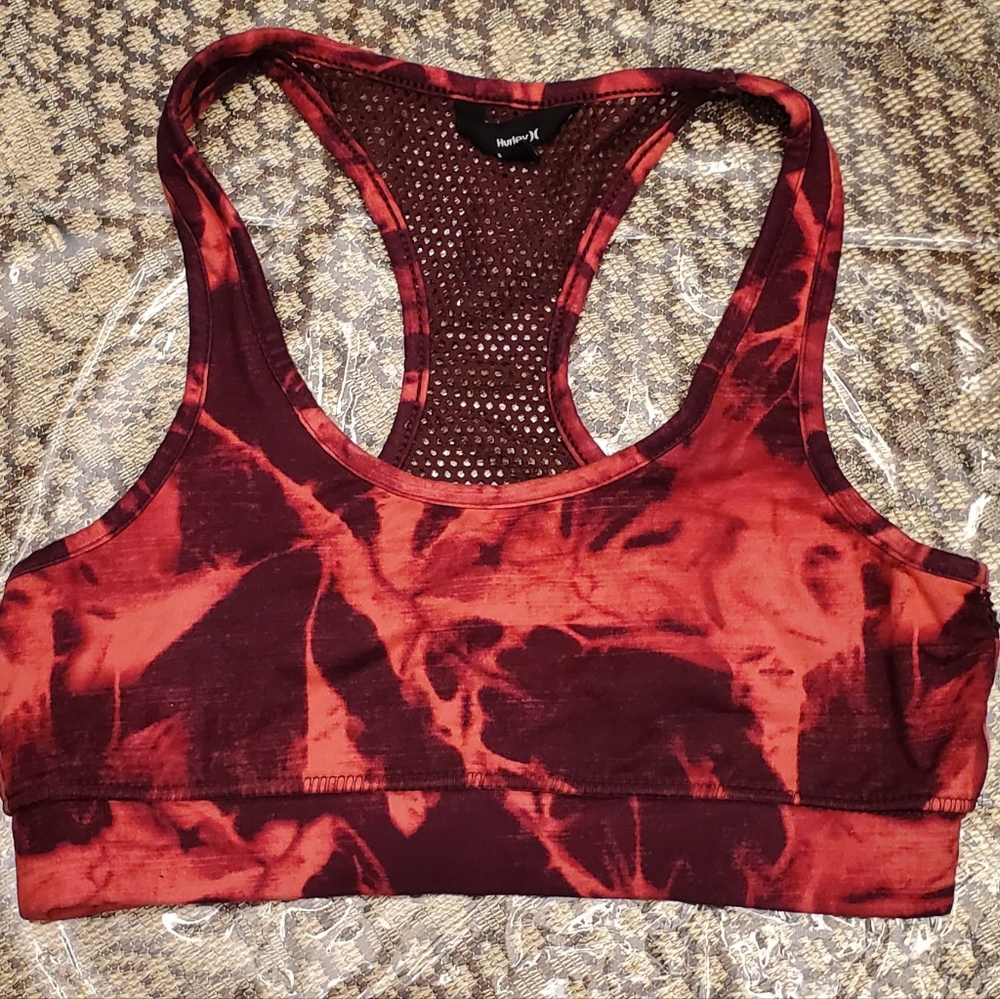 Hurley Nike Dri Fit, Red marblized size Small, Woman's sports bra